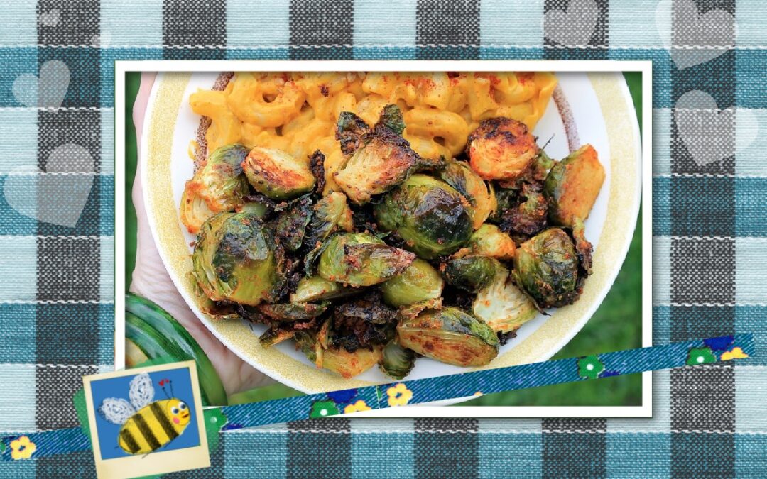 Roasted and seasoned Brussels sprouts.