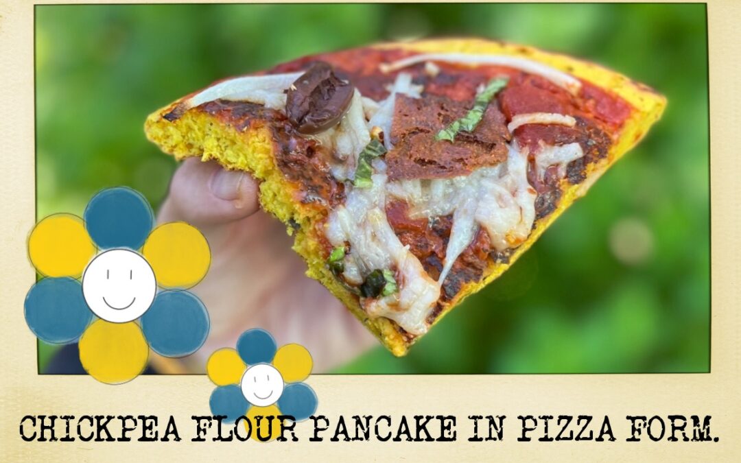 Chickpea Flour Pancake in Pizza Form! High Protein, Vegan + Gluten-Free!
